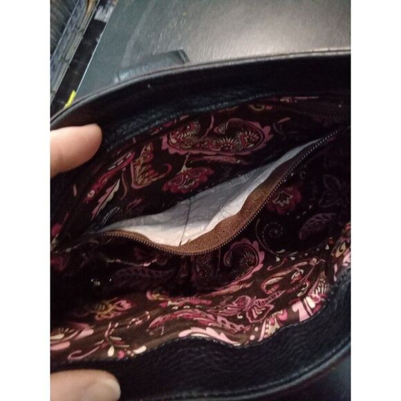 Brighton D273967 Handbag Satchel Pebbled Leather Black & Brown - Picture 9 of 11